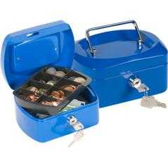 Caja caudales q-connect 6/' 152x115x80 mm azul con portamonedas