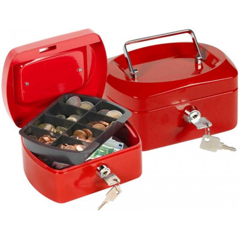 Caja caudales q-connect 6/' 152x115x80 mm roja con portamonedas