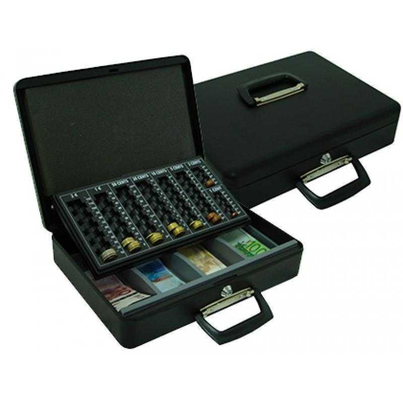 Caja caudales q-connect 14,5/' 370x290x110 mm con portamonedas y bandeja para billetes
