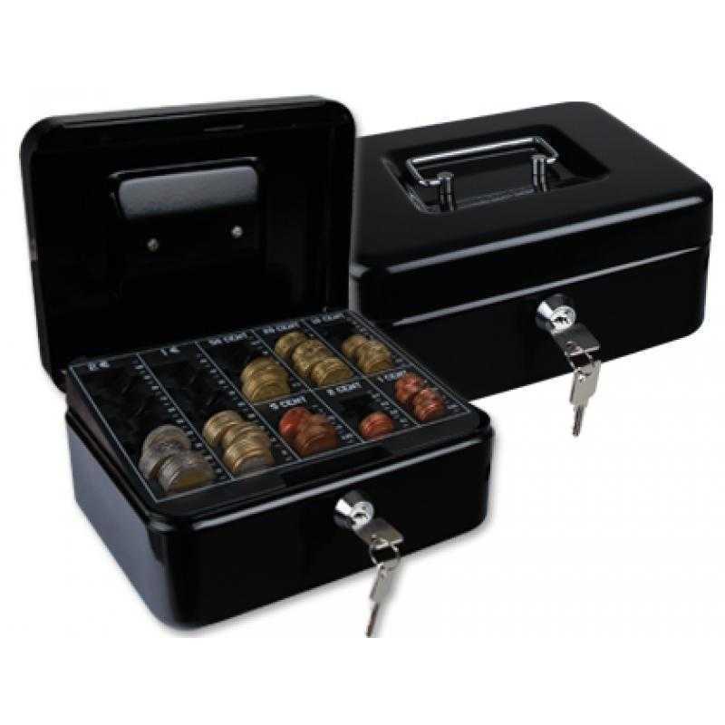 Caja caudales q-connect 8/' 200x160x90 mm negra con portamonedas