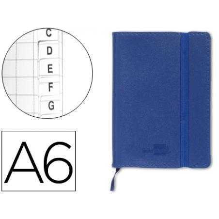 Libreta indice liderpapel similpiel a6 120 hojas 70g/m2 color azul