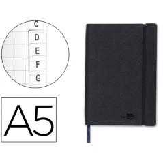 Libreta indice liderpapel similpiel a5 120 hojas 70g/m2 color negro