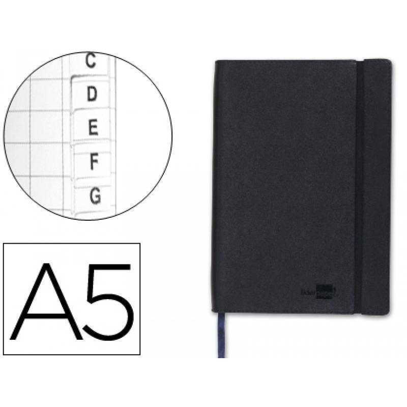 Libreta indice liderpapel similpiel a5 120 hojas 70g/m2 color negro