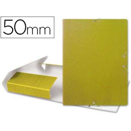 Carpeta proyectos liderpapel folio lomo 50mm carton gofrado amarilla