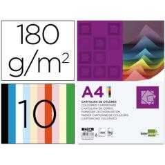 Cartulina liderpapel a4 180g/m2 10 colores surtidos paquete de 100