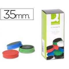 Imanes para sujecion q-connect ideal para pizarras magnéticas35 mm colores surtidos -caja de 10 imanes