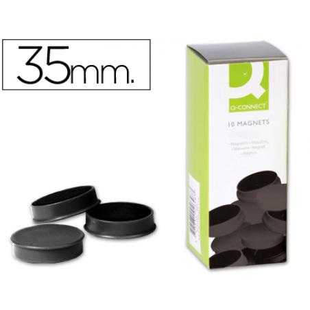 Imanes para sujecion q-connect ideal para pizarras magnéticas35 mm negro -caja de 10 imanes