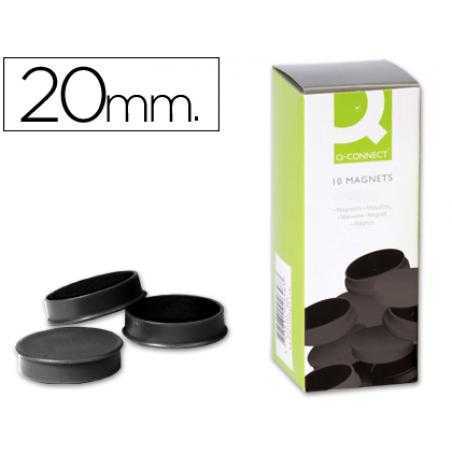 Imanes para sujecion q-connect ideal para pizarras magnéticas20 mm negro -caja de 10 imanes