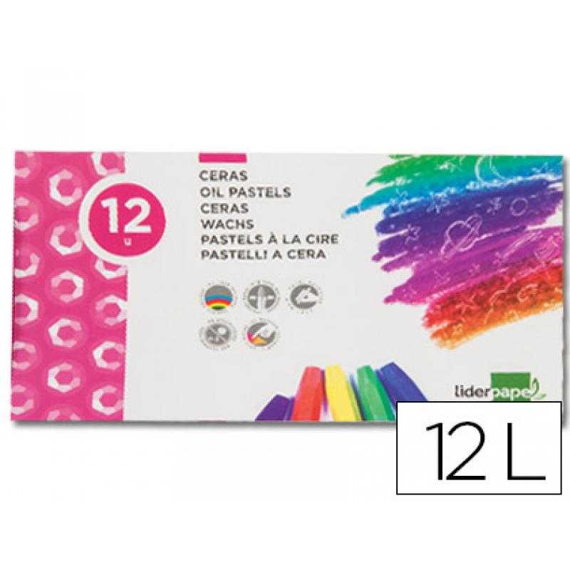 Lápices cera blanda liderpapel -caja de 12 colores