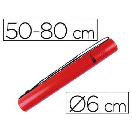Portaplanos plástico liderpapel diametro 6 cm extensible hasta 80 rojo