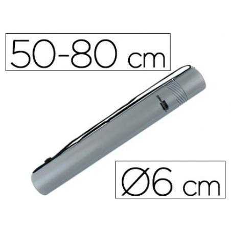 Portaplanos plástico liderpapel diametro 6 cm extensible hasta 80 gris