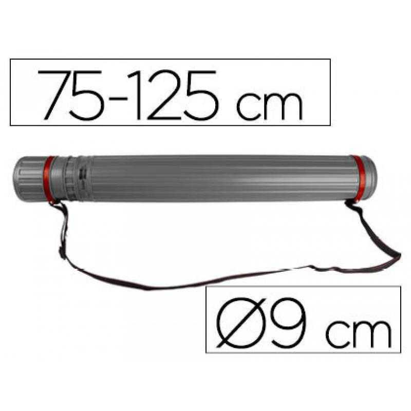 Portaplanos plástico liderpapel diametro 9 cm extensible hasta 125 cm gris