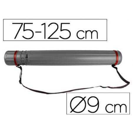 Portaplanos plástico liderpapel diametro 9 cm extensible hasta 125 cm gris