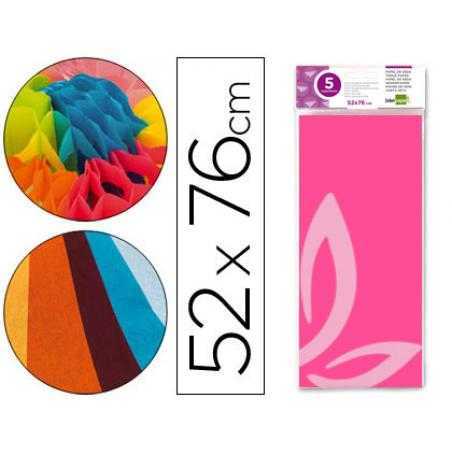 Papel seda liderpapel 52x76cm 18g/m2 bolsa de 5 hojas rosa