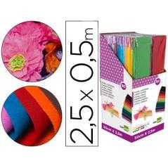 Papel crespón liderpapel 0.50 x 2.50 mt encelofánado -expositor de 80 unidades colores surtidos