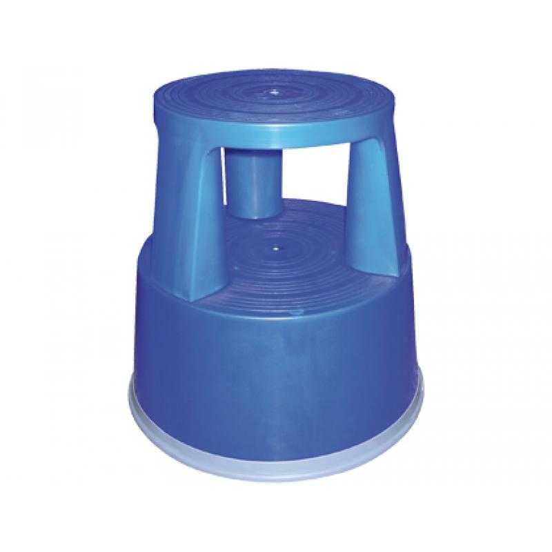 Taburete q-connect ruedas retractiles tres ruedas dos niveles color azul