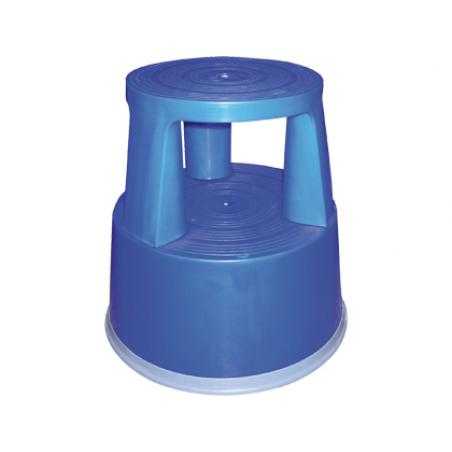 Taburete q-connect ruedas retractiles tres ruedas dos niveles color azul