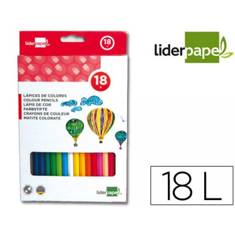 Lápices de colores liderpapel caja de 18 colores