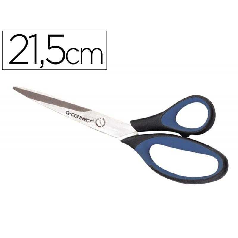 Tijera oficina q-connect mango caucho 8" 21'5 cm blister de seguridad