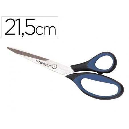 Tijera oficina q-connect mango caucho 8" 21'5 cm blister de seguridad
