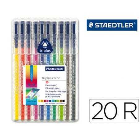 Rotulador staedtler triplus estuche de 20 colores