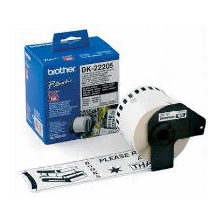 Cinta de papel continuo brother dk-22205 para impresoras de etiquetas ql