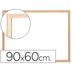 Pizarra blanca q-connect laminada marco de madera 90x60 cm