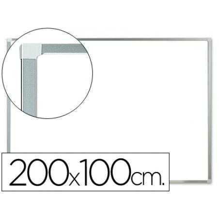 Pizarra blanca q-connect laminada marco de aluminio 200x100 cm
