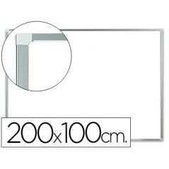 Pizarra blanca q-connect lacada magnética marco de aluminio 200x100 cm