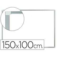 Pizarra blanca q-connect lacada magnética marco de aluminio 150x100 cm