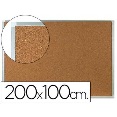 Pizarra corcho q-connect marco de aluminio 200x100 cm extra corcho 5 mm