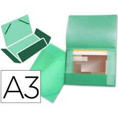 Carpeta liderpapel portadocumentos 44803 solapas polipropileno din a3 verde translucido lomo flexible