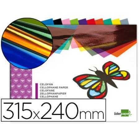 Bloc trabajos manuales liderpapel celofan 240x315mm 10 hojas colores surtidos