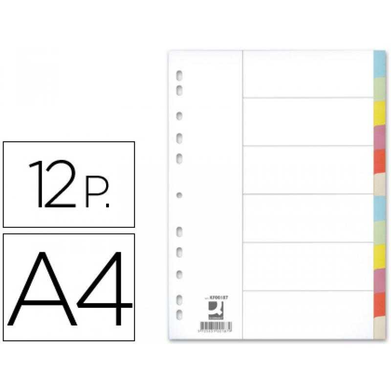 Separador q-connect cartulina juego de 12 separadores din a4 multitaladro