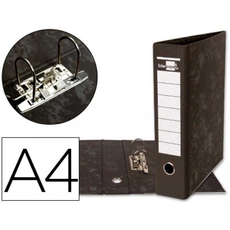 Archivador de palanca liderpapel a4 carton forrado sin rado lomo 80mm negro compresor metalico