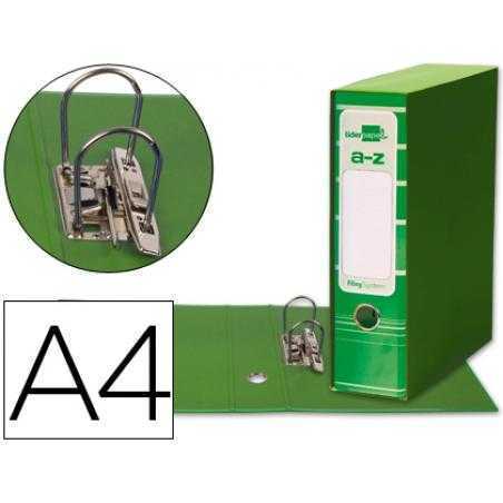 Archivador de palanca liderpapel a4 filing system forrado sin rado lomo 80mm verde con caja y compresor metalico