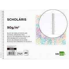 Bloc dibujo liderpapel escolar espiral 155x215mm 20 hojas 90 gr/m2 sin recuadro