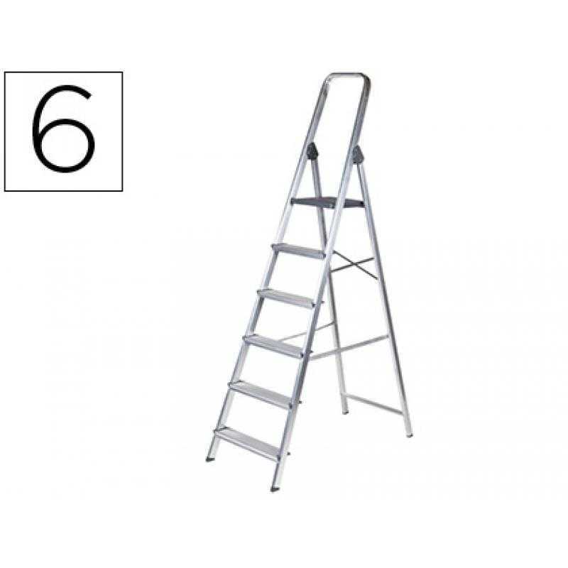 Escalera q-connect de aluminio 6peldaños 1203x510x1895 mm peso maximo 150 kg en-131