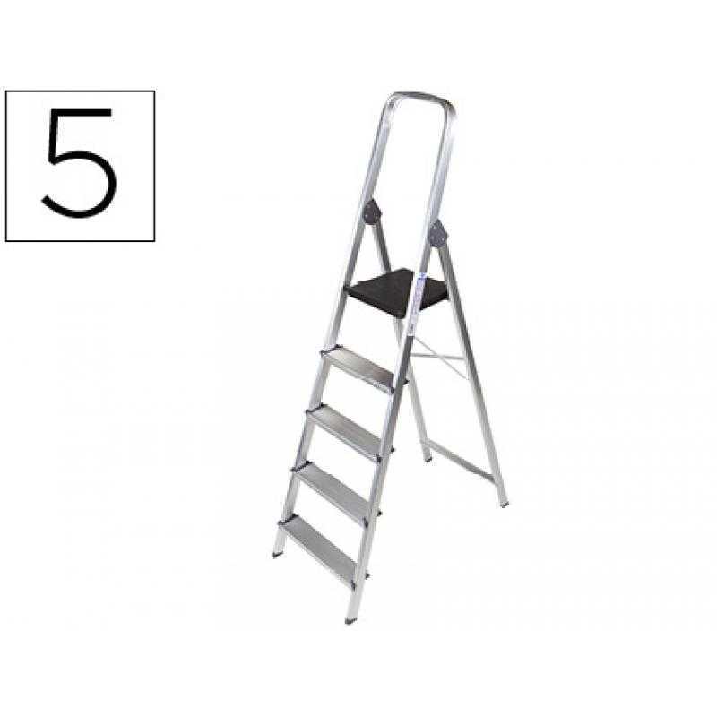 Escalera q-connect de aluminio 5 peldaños 1062x483x1675 mm peso maximo 150 kg en-131