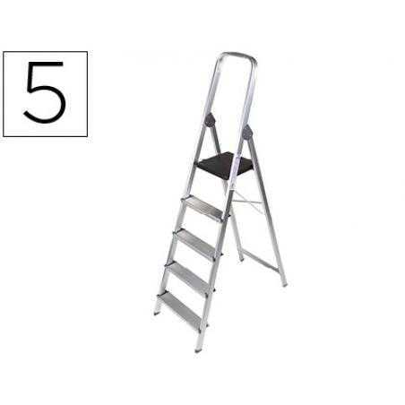 Escalera q-connect de aluminio 5 peldaños 1062x483x1675 mm peso maximo 150 kg en-131
