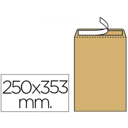 Sobre liderpapel bolsa n.11 kraft folio prolongado 250x353mm tira de silicona caja de 250 unidades