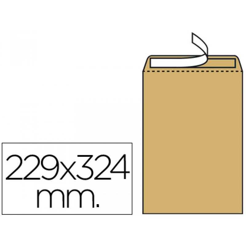 Sobre liderpapel bolsa n.7 kraft din c4 229x324 mm tira de silicona caja de 250 unidades