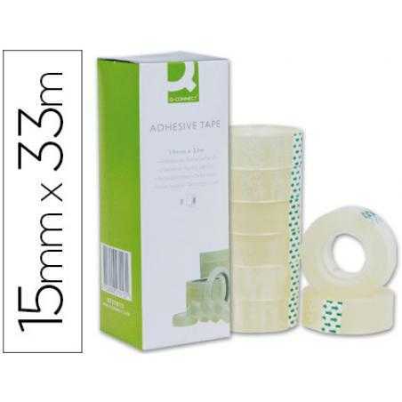 Cinta adhesiva q-connect transparente 33 mt x 15 mm