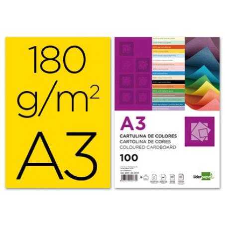 Cartulina liderpapel a3 180g/m2 amarillo paquete de 100