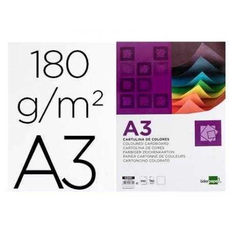 Cartulina liderpapel a3 180g/m2 blanco paquete de 100