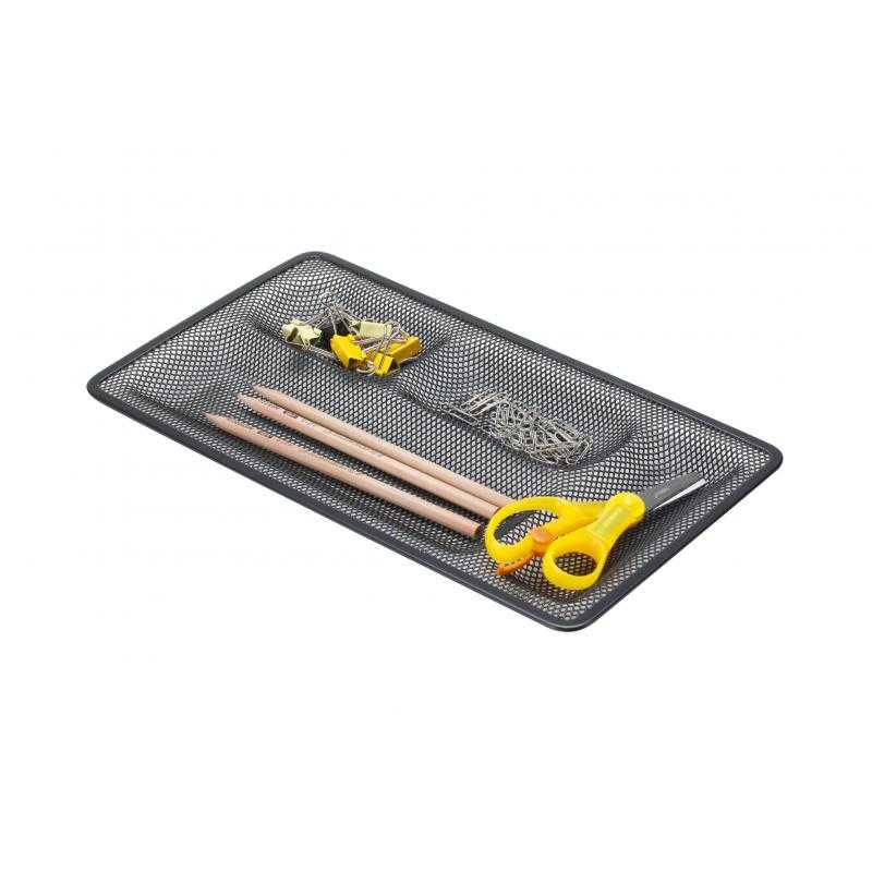 Organizador sobremesa bandeja metalica q-connect rejilla negra con 4 departamentos 315x20x175 mm