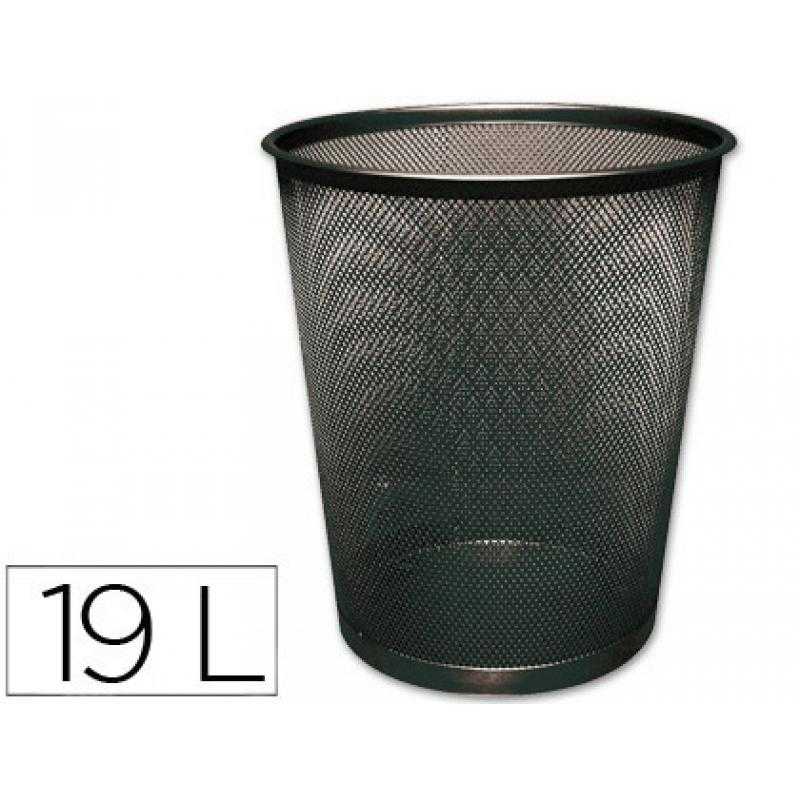 Papelera metalica q-connect negra rejilla 295x345mm