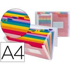 Carpeta liderpapel clasificador fuelle 42159 polipropileno a4 tte 2 huecos tarjetas spectrafile 13 dpto