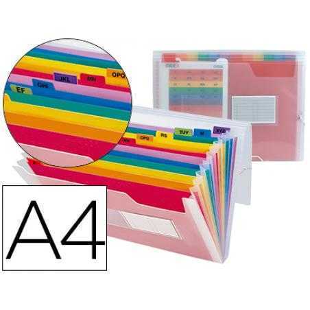 Carpeta liderpapel clasificador fuelle 42159 polipropileno a4 tte 2 huecos tarjetas spectrafile 13 dpto