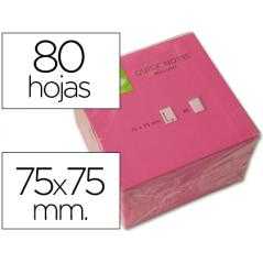 Bloc de notas adhesivas quita y pon q-connect 76x76 mm rosa neon 80 hojas